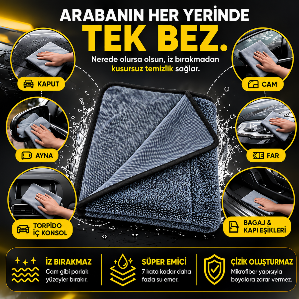 Asfalt Mikrofiber Profesyonel Kurulama Havlusu
